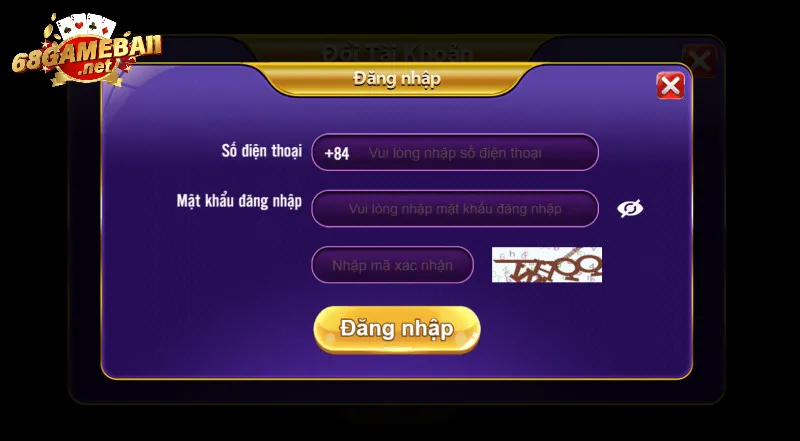 Đăng nhập tài khoản 68 game bài