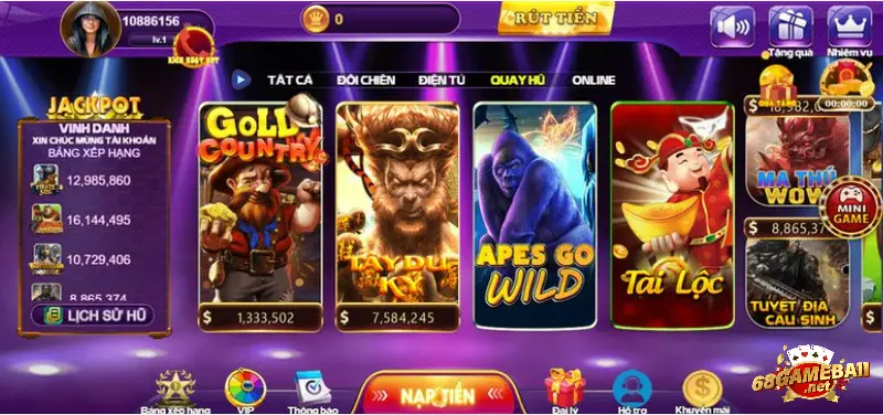 Hướng dẫn đặt cược tại sản phẩm quay hũ trên 68 game bài