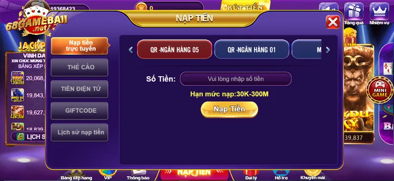 Nạp tiền vào ví cược Live Casino