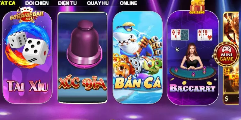 Màn hình chính của cổng game chính thức 68gamebaii.net