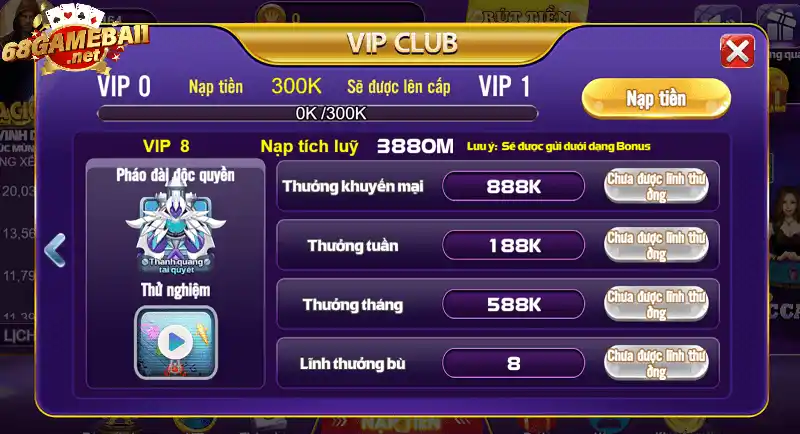 Những cấp độ có trong chương trình tài khoản VIP thưởng lớn