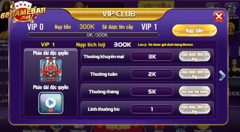 Tài khoản VIP thưởng lớn tại 68 game bài là gì?