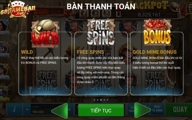 3 biểu tượng đặc biệt WILD, FREE SPIN và BONUS